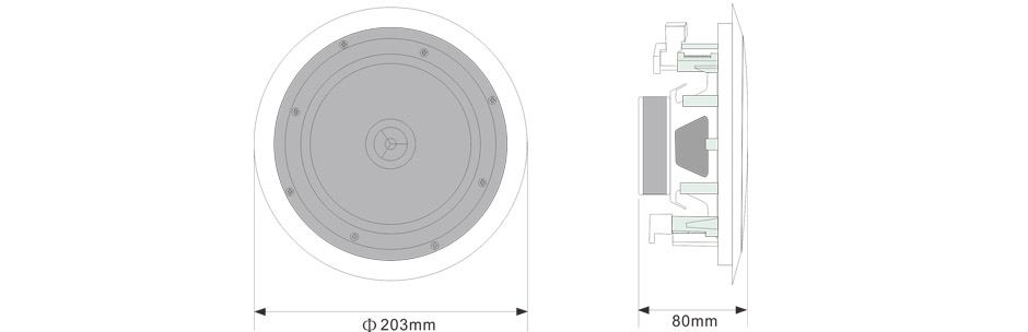 RH-AUDIO Ceiling Speaker RH-TH51 Size